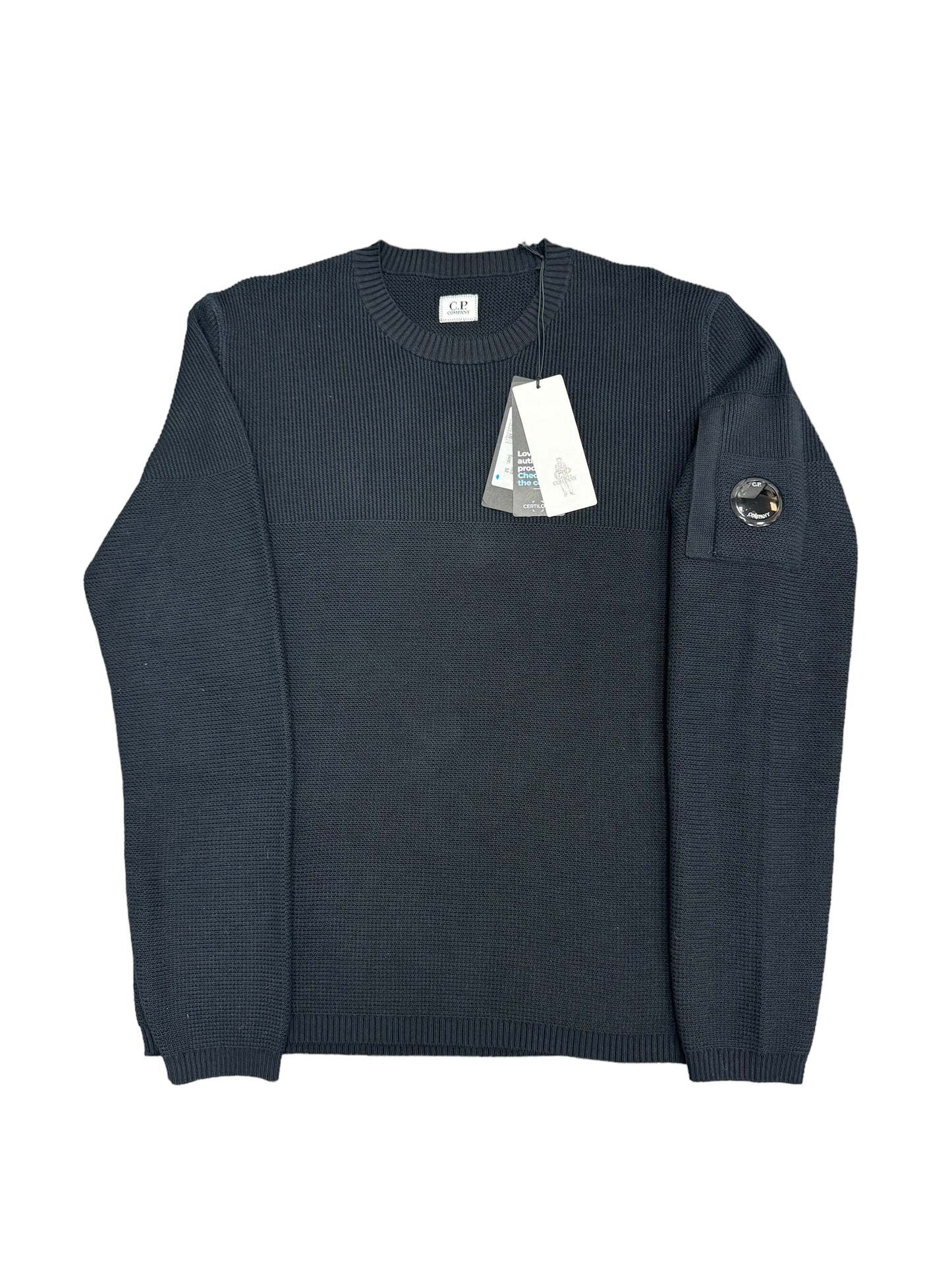 c.p company knitwear "sea island" crew neck jumper - navy - colour #888