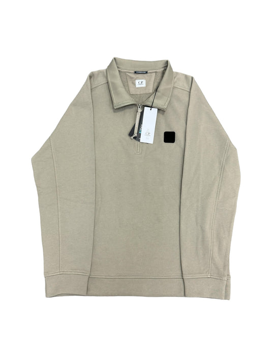 C.P Company Polo Collar Sweatshirt Diagonal Raised Fleece - Olive - Colour #322