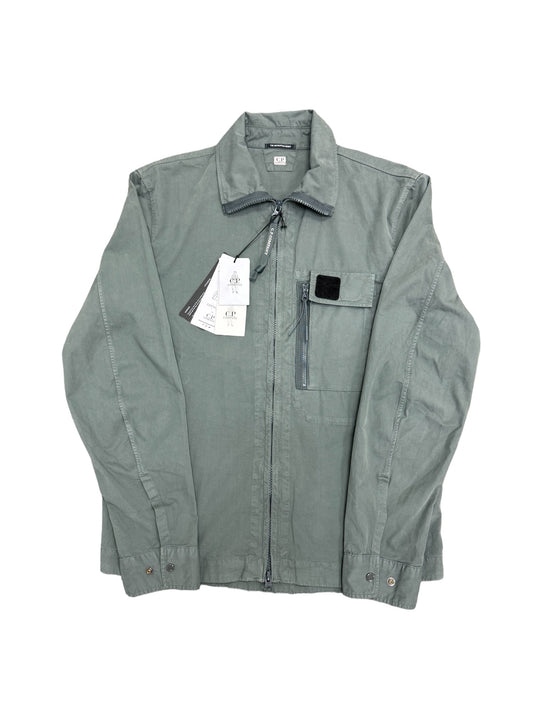 C.P Company Long Sleeve Zip Up Gabardine Overshirt - Stone/Grey - Colour #978