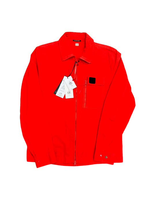 C.P Company Long Sleeve Zip Up Gabardine Overshirt - Red - Colour #455